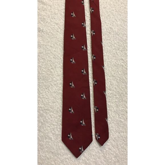 Paddle Sailboats Red Mens Vintage Novelty Tie Necktie 100% Polyester - Picture 2 of 6